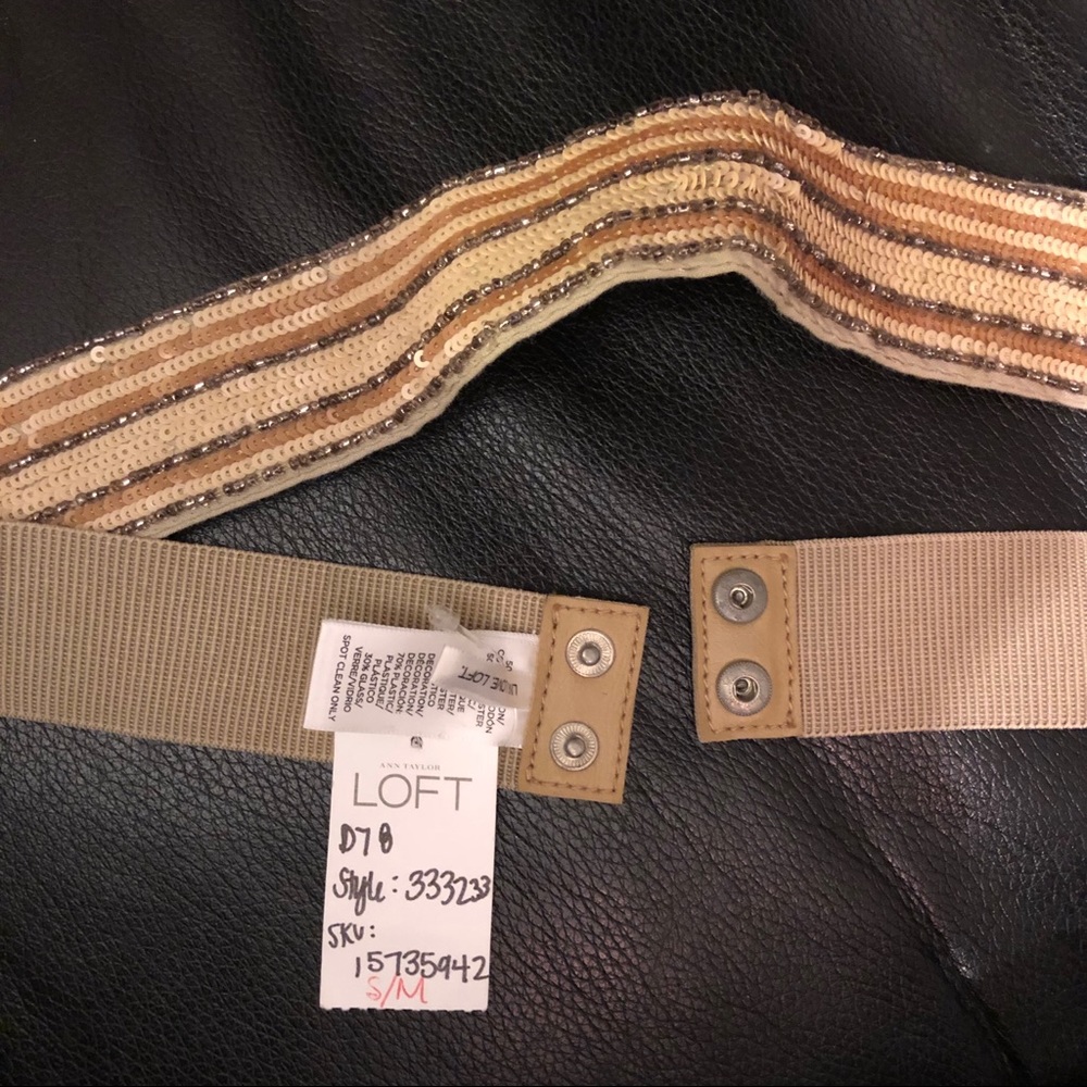 NWT Loft Beaded Belt in Gold and Tan - Picture 4 of 6